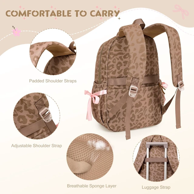 Alt view image 5 of 7 - Backpack for Girls Corduroy 3PCS Bow School Bookbag for Teen Girl | with Lunch Box & Pencil Pouch Lightweight Laptop Backpack for Middle High Elementray School Travel Daypack