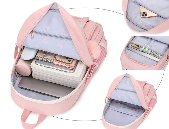 Alt view image 5 of 7 - School Backpack for Girls Backpack with Lunch Box Anime Bookbag Set School Bag Kawaii Backpacks for Girls Teens (Pink)