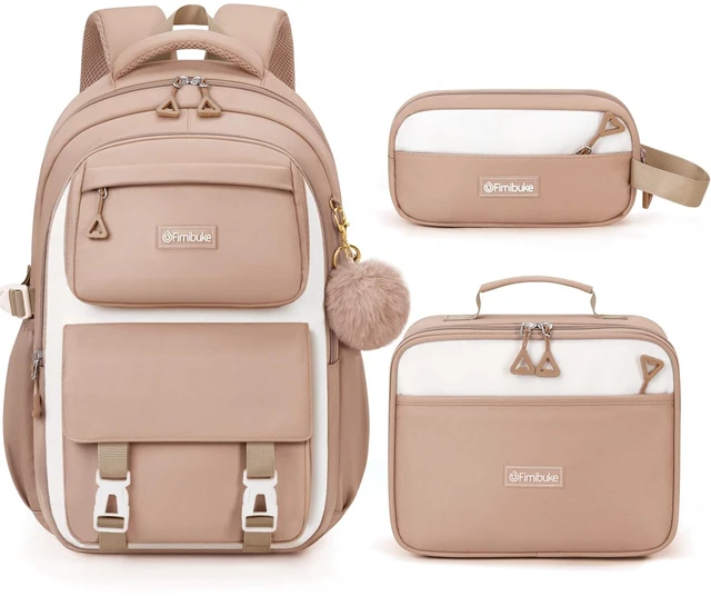 Main image of Waterproof Backpacks for School Girls with Lunch Box & Pencil Case | 3PCS Lightweight Teen Girls Backpack Bookbag, Cute Kids Toddler School Bag for Elementary Middle High School Students Travel