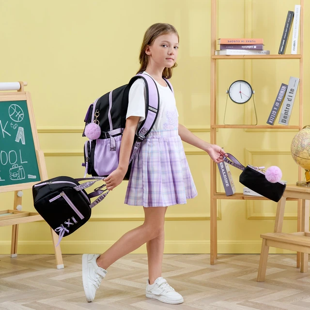 Alt view image 6 of 7 - Backpack for Girls, 3 PCS Waterproof Girls Backpack with Lunch Box | w/ Pencil Case, Kid Backpacks for Teen Girl Kindergarten Elementary Middle High School Student Back to School Kid Bookbag Set