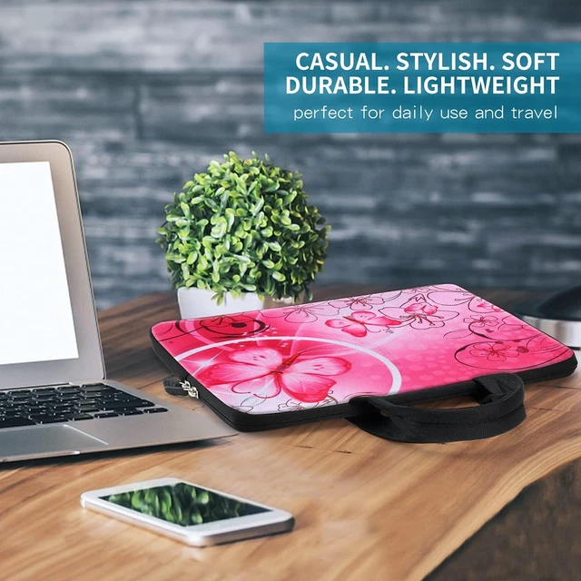 Alt view image 3 of 7 - 14 15 15.4 15.6 inch Laptop Handle bag Computer Protect Case Pouch Holder Notebook Sleeve Neoprene Cover Soft Carring Travel Case for Dell Lenovo Toshiba HP Chromebook ASUS Acer Pink ICB-10