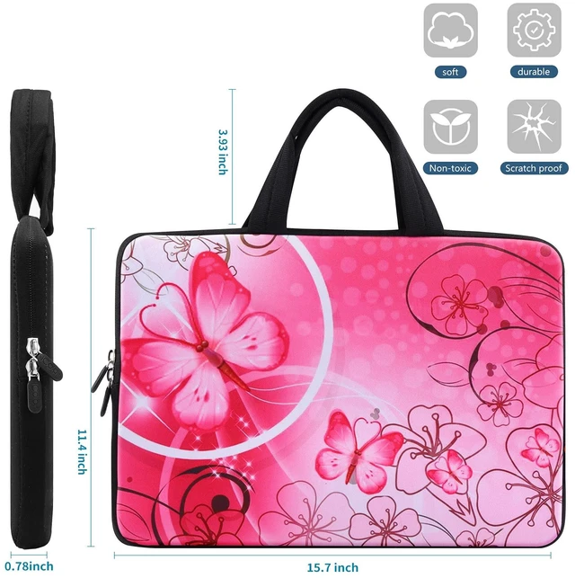 Alt view image 7 of 7 - 14 15 15.4 15.6 inch Laptop Handle bag Computer Protect Case Pouch Holder Notebook Sleeve Neoprene Cover Soft Carring Travel Case for Dell Lenovo Toshiba HP Chromebook ASUS Acer Pink ICB-10