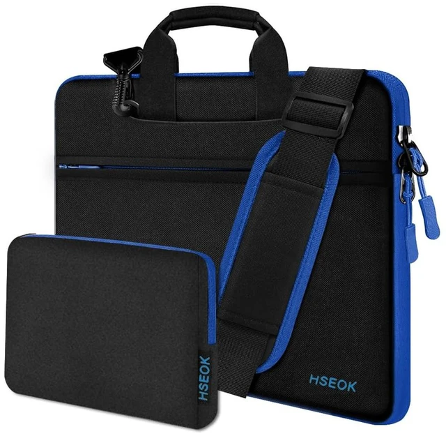 Main image of Laptop Shoulder Bag 13-14 inch with Small Case,Black-blue | Shockproof & Water-Resistant Bag, Compatible with MacBook Pro 14", MacBook Air/Pro 13.3", XPS 13/14, Most 13"-14" Computers