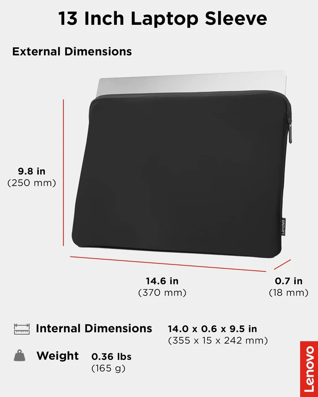 Alt view image 6 of 7 - Basic Laptop Sleeve 13 Inch Notebook/Tablet Compatible with MacBook Air/Pro Neoprene Material - Soft Fleece Lining - Zippered Top Opening - Black