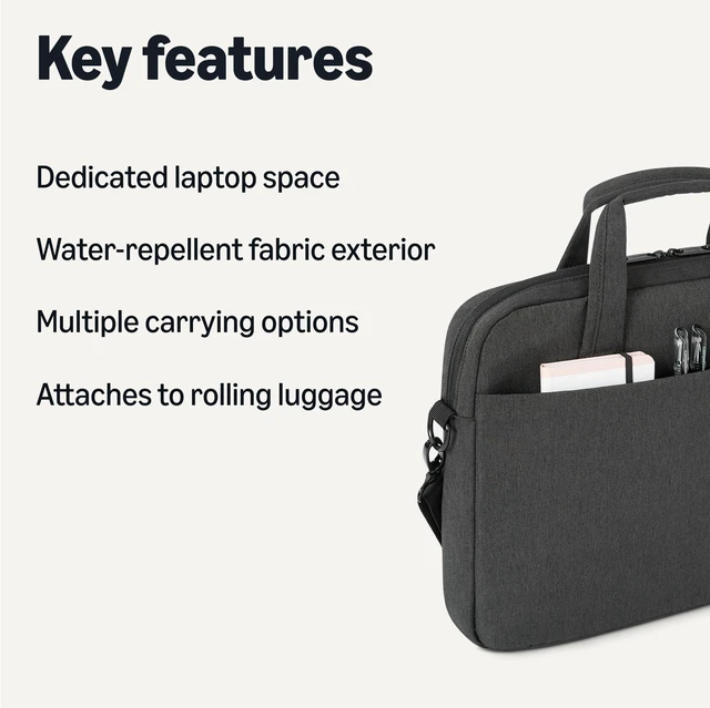 Alt view image 2 of 5 - 15.6-Inch Laptop Bag for Women and Men, Computer and Tablet Messenger Bag, Black
