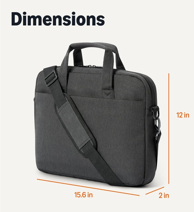 Alt view image 5 of 5 - 15.6-Inch Laptop Bag for Women and Men, Computer and Tablet Messenger Bag, Black
