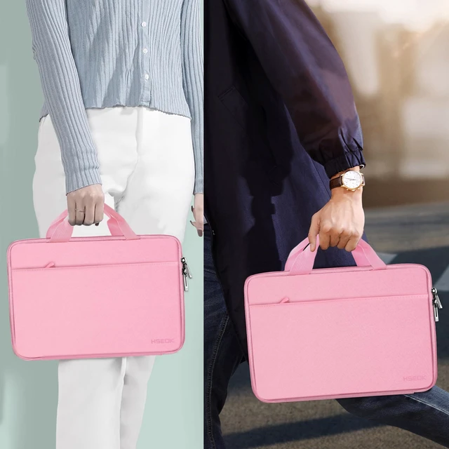 Alt view image 6 of 6 - Laptop Case 13-13.3 inch Sleeve TSA Computer Handbag,Pink | Compatible with MacBook Air/Pro 13/14, XPS 13/14 HP Dell ASUS Lenovo, Polyester Briefcase with Handle & Accessory Pockets
