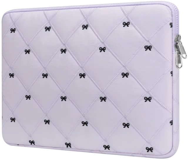 Main image of 14 Inch Lightweight Bow Puffy Laptop Sleeve Case Laptop Bag for Girl | Protective Shockproof Women Cute Cover Compatible with MacBook Air 13.6" / Pro 13" M4 M3 M2 M1 & Slim 14 Inch Chromebook