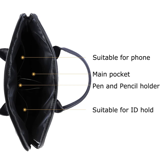 Alt view image 3 of 7 - Waterproof Oxford Handle Document Bag Briefcase for Men File Tote Bag for Carrying Paper Files Black (Black)