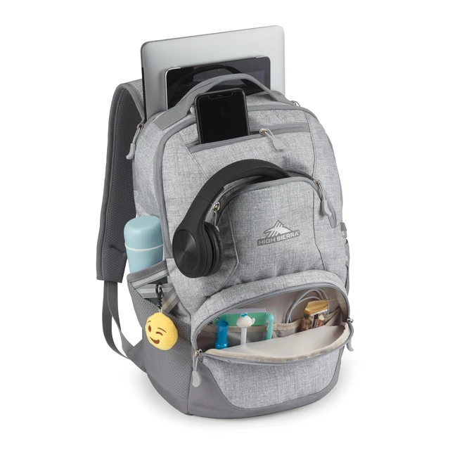Alt view image 2 of 5 - Swoop SG Backpack, Travel or Work Laptop Bookbag with Drop Protection Pocket, and Tablet Sleeve, One Size, Silver Heather