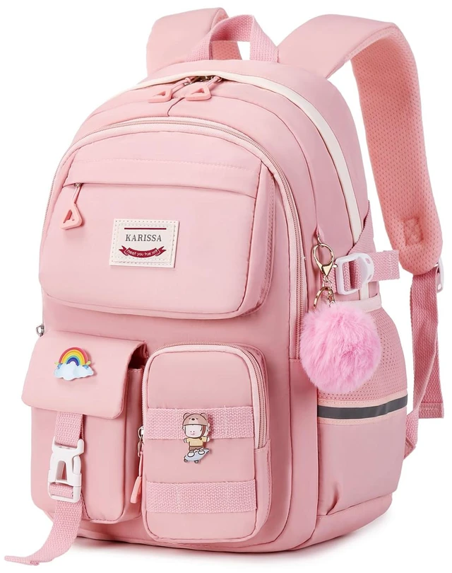 Main image of Kawaii Girls Backpack for School, Cute Teenage Multiple Pockets Backpack, Fashion Bookbag for Primary Elementary High School, Pink