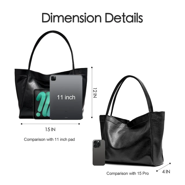 Alt view image 4 of 6 - Tote Bag for Women Purses for Women Shoulder Bag | Lightweight Everyday Work Durable Vegan Leather Handbag (Black)