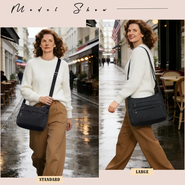Alt view image 2 of 7 - Crossbody Bag for Women Waterproof Messenger Shoulder Bag Casual Nylon Purse Handbag Multi Pocket Lightweight Travel Bag