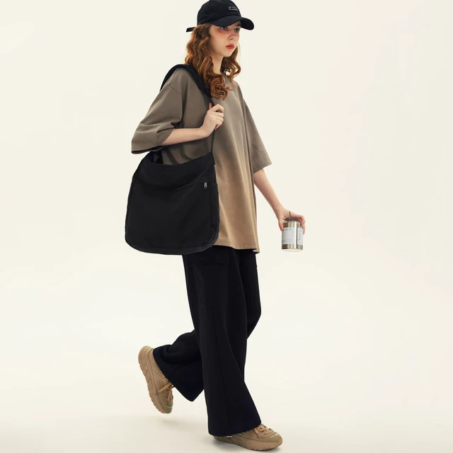 Alt view image 4 of 6 - Canvas Hobo Crossbody Tote Bag for Women & Men Large Messenger Bag | Canvas Purses for Women Multi-Pocket Casual Shoulder Handbag for Travel Work Daily Shopping