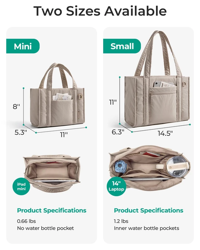 Alt view image 7 of 7 - Boxy Tote Bag for Women, Crossbody Work Bag with Zipper | 3 Sizes Small Mini Tote Bag, Inner Tumbler Pocket Crush Bow Should Bag for Travel Work College