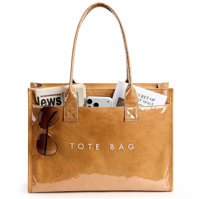 Alt view image 4 of 7 - Kraft Paper Work Purses Large Capacity Shoulder Handbag, Brown