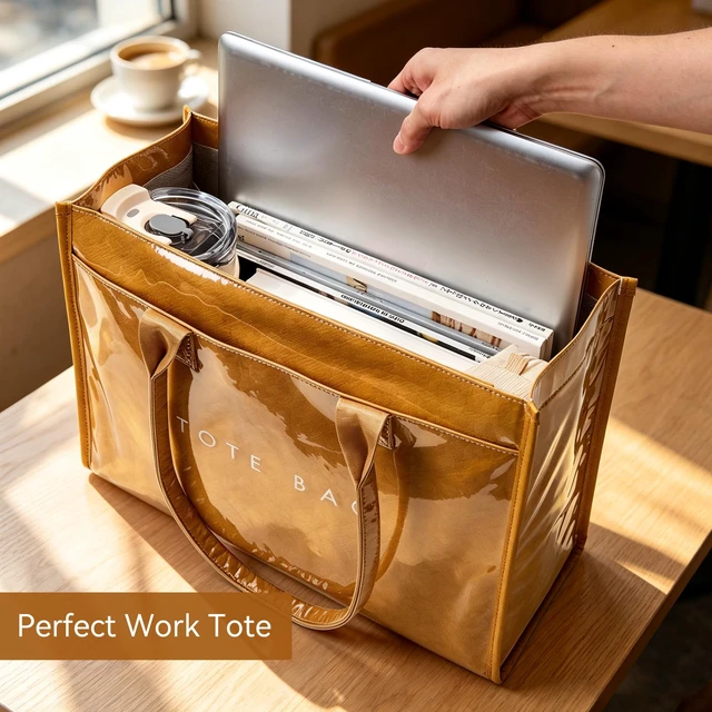 Alt view image 7 of 7 - Kraft Paper Work Purses Large Capacity Shoulder Handbag, Brown