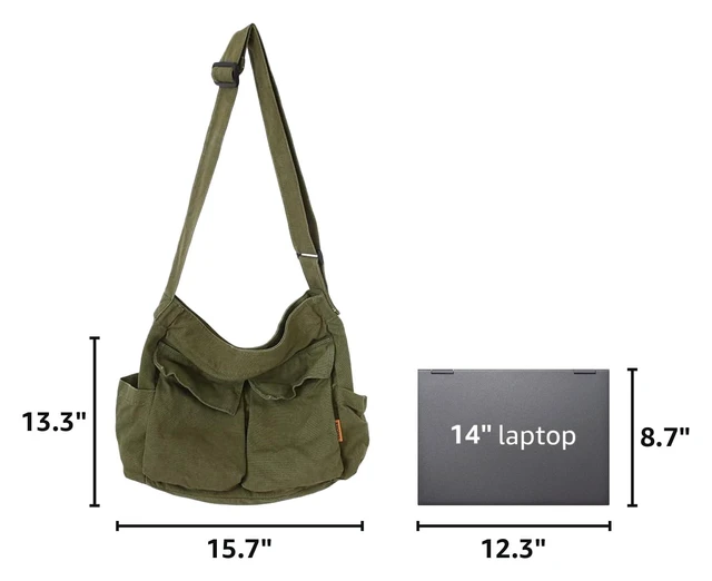 Alt view image 3 of 6 - Messenger Bag Large Hobo Crossbody Bag with Multiple Pockets Casual Shoulder Tote Bag for Women and Men