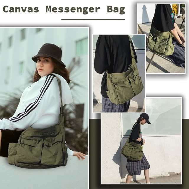 Alt view image 2 of 6 - Messenger Bag Large Hobo Crossbody Bag with Multiple Pockets Casual Shoulder Tote Bag for Women and Men