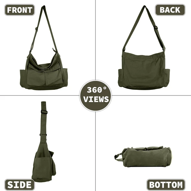 Alt view image 4 of 6 - Messenger Bag Large Hobo Crossbody Bag with Multiple Pockets Casual Shoulder Tote Bag for Women and Men