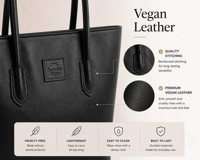 Alt view image 5 of 7 - Women with Zipper, Black | Lightweight, PU Leather, Travel Purse, Shoulder Tote Bag, For Work & Vacation