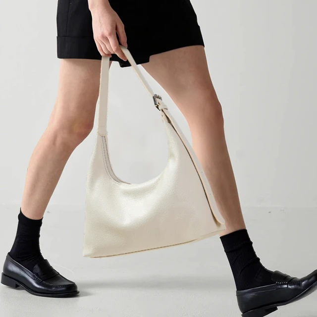 Alt view image 3 of 7 - Crescent Tote Bag, Women Underarm Hobo Everyday Zipper Handbag Work | Soft Vegan Leather 10" Adjustable Shoulder Trendy Purse for Evening Shopping Travel Vacation Commute Casual, Beige