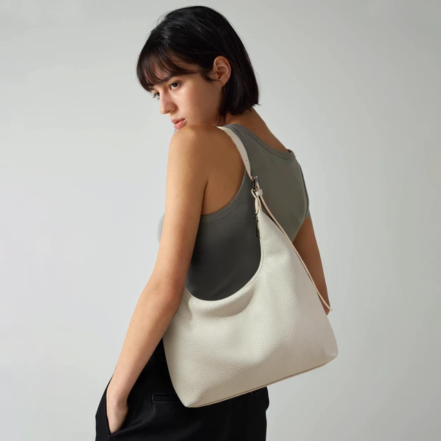 Alt view image 2 of 7 - Crescent Tote Bag, Women Underarm Hobo Everyday Zipper Handbag Work | Soft Vegan Leather 10" Adjustable Shoulder Trendy Purse for Evening Shopping Travel Vacation Commute Casual, Beige