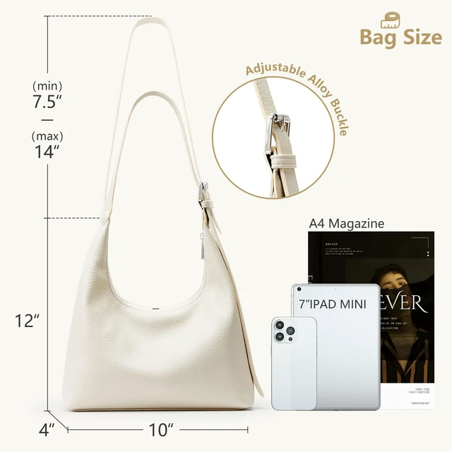 Alt view image 6 of 7 - Crescent Tote Bag, Women Underarm Hobo Everyday Zipper Handbag Work | Soft Vegan Leather 10" Adjustable Shoulder Trendy Purse for Evening Shopping Travel Vacation Commute Casual, Beige