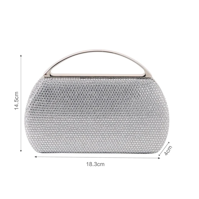 Alt view image 4 of 7 - Women's Fashion Top Handle Rhinestone Beaded Evening Bag Clutch Handbag Silver