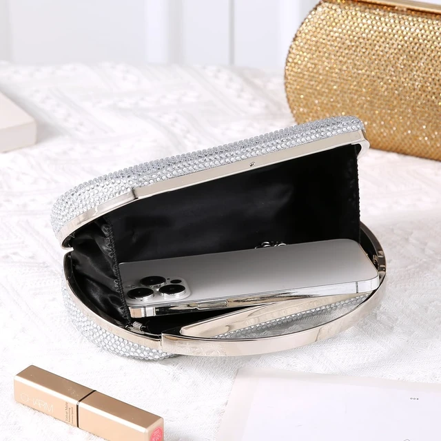 Alt view image 2 of 7 - Women's Fashion Top Handle Rhinestone Beaded Evening Bag Clutch Handbag Silver