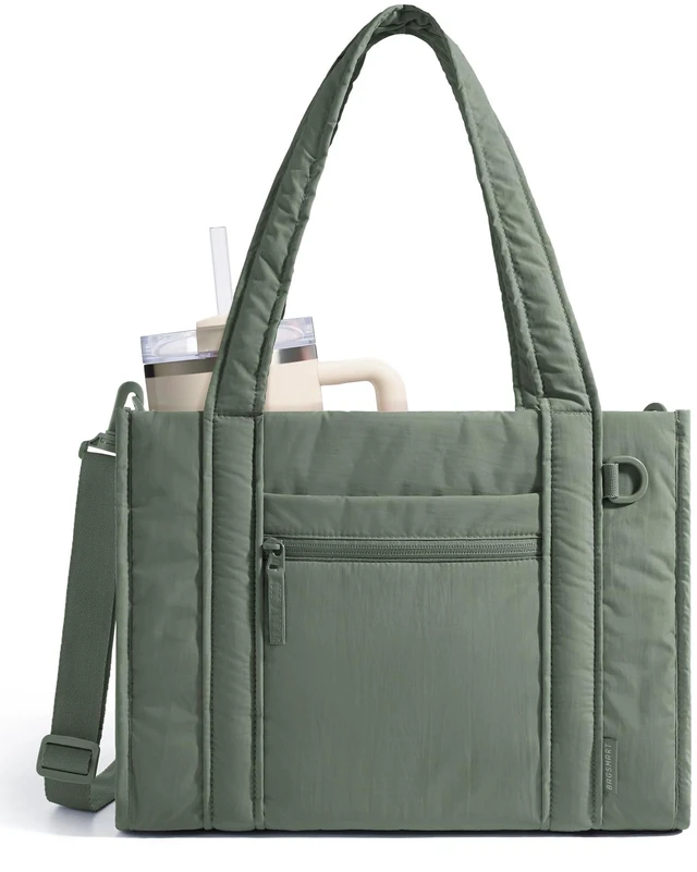Main image of Boxy Tote Bag for Women, Crossbody Work Bag with Zipper | 3 Sizes Small Mini Tote Bag, Inner Tumbler Pocket Crush Bow Should Bag for Travel Work College