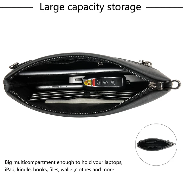 Alt view image 5 of 7 - Mens Clutch Bag Man Purse Handbag 12 inches Large Hand Bag Big Clutch Wallet 3 COLOR