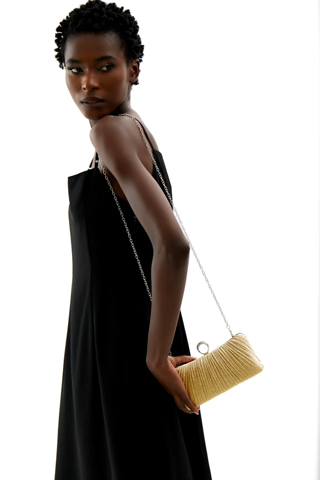 Alt view image 2 of 7 - Clutch Purse Pleated Evening Bag for Bridal Wedding Party with Rhinestone Ring