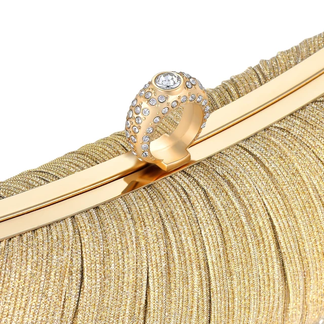 Alt view image 4 of 7 - Clutch Purse Pleated Evening Bag for Bridal Wedding Party with Rhinestone Ring