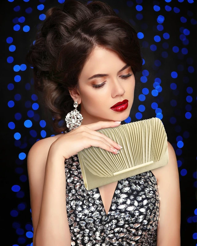 Alt view image 3 of 7 - Clutch Purses for Women, Evening bags for Formal Party Prom | Milan Velvet, Handbags for Wedding Cocktail Crossbody Shoulder Envelope Bag