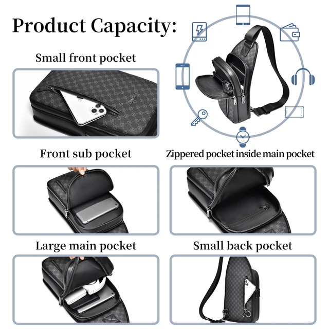 Alt view image 4 of 6 - sling Backpack for Men Chest Bag Crossbody Shoulder Bags Travel Hiking Bag Purse for Men with Water Resistant