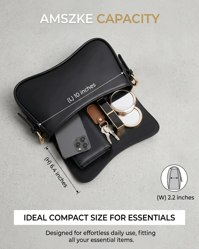 Alt view image 7 of 7 - Bag for Women Y2K Trendy Purse Vegan Leather Hobo Handbags Clutch Saddle Bag with 2 Removable Strap (black)