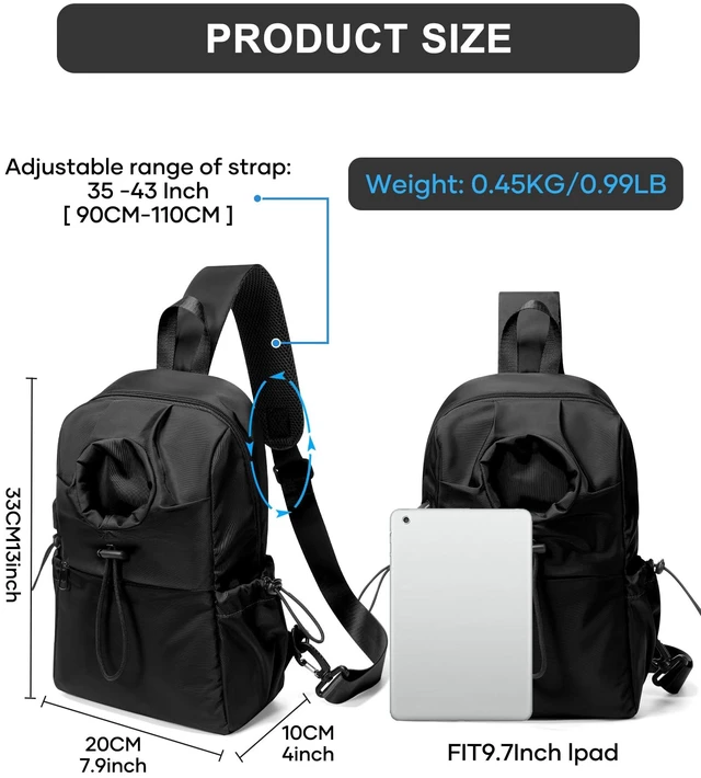 Alt view image 4 of 7 - Black Sling Crossbody Bag for Men Women, Tactical Backpack Shoulder Daypack Mini Anti-Theft Cross Body Motorcycle Chest Bags, Small One Strap Fanny Back Pack for Casual Travel Hiking Sport Gym