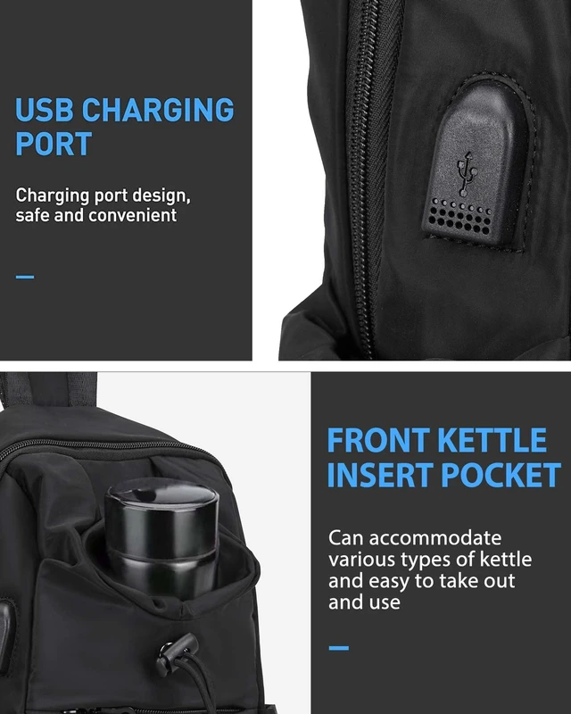 Alt view image 7 of 7 - Black Sling Crossbody Bag for Men Women, Tactical Backpack Shoulder Daypack Mini Anti-Theft Cross Body Motorcycle Chest Bags, Small One Strap Fanny Back Pack for Casual Travel Hiking Sport Gym