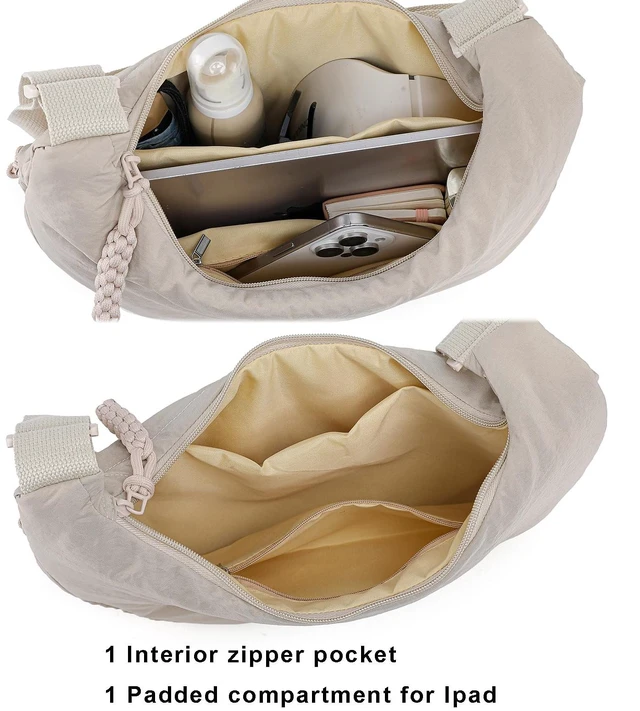 Alt view image 4 of 7 - Crossbody Bags for Women Nylon Travel Luna Hobo Bag Dumpling Purse | Medium Size Women's Shoulder Hobo Bag with Multi Pockets for Everyday and Traveling Roomy Light weight Nylon Crossbody Purses