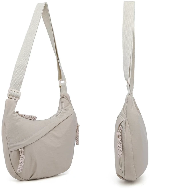 Alt view image 6 of 7 - Crossbody Bags for Women Nylon Travel Luna Hobo Bag Dumpling Purse | Medium Size Women's Shoulder Hobo Bag with Multi Pockets for Everyday and Traveling Roomy Light weight Nylon Crossbody Purses