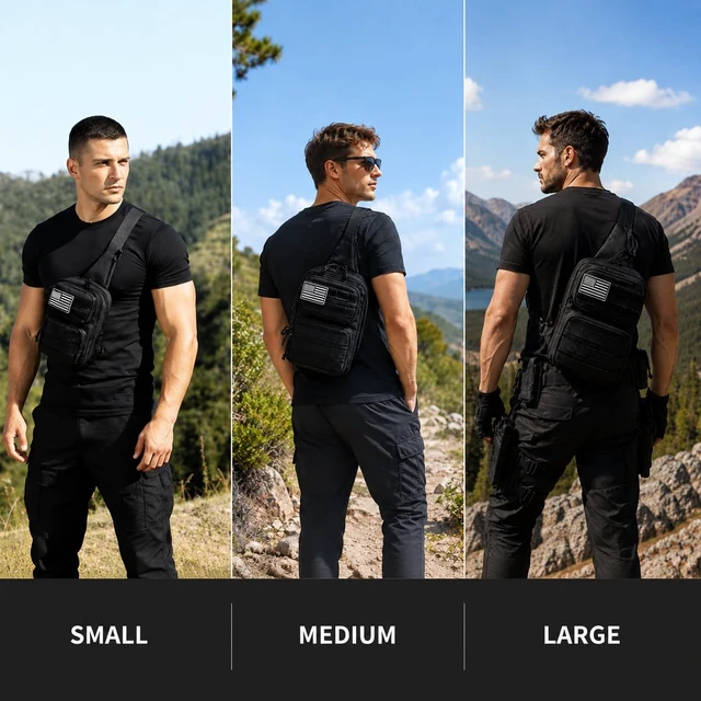 Alt view image 2 of 7 - RFID Blocking Tactical Crossbody Bag for Men - Durable EDC Sling Shoulder Bag with Multi-Pocket Storage