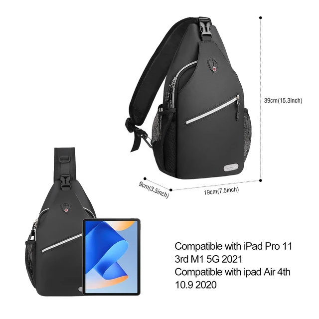 Alt view image 2 of 7 - Small Sling Bag for Men, Crossbody Shoulder Chest Daypack Bag | Sling Backpack for Casual Travel Hiking, Black, Medium