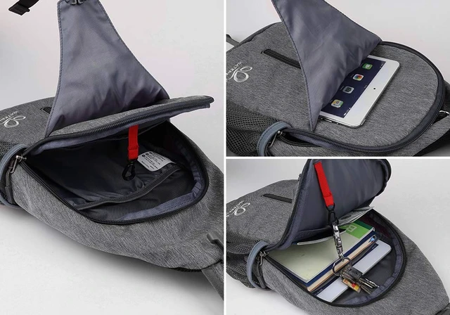 Alt view image 3 of 7 - Crossbody Sling Backpack Sling Bag Travel Hiking Chest Bags Daypack (Dark gray)