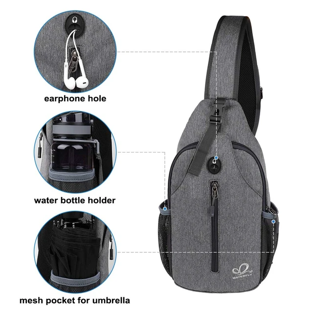 Alt view image 4 of 7 - Crossbody Sling Backpack Sling Bag Travel Hiking Chest Bags Daypack (Dark gray)