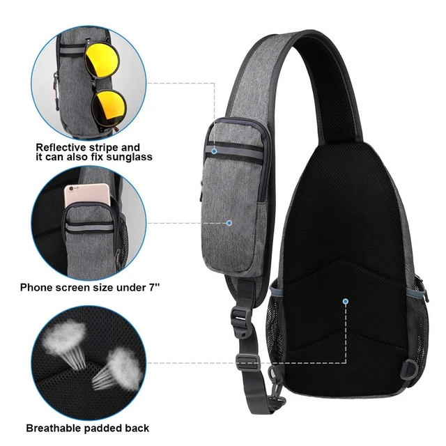 Alt view image 5 of 7 - Crossbody Sling Backpack Sling Bag Travel Hiking Chest Bags Daypack (Dark gray)