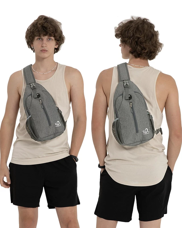 Alt view image 6 of 7 - Crossbody Sling Backpack Sling Bag Travel Hiking Chest Bags Daypack (Dark gray)