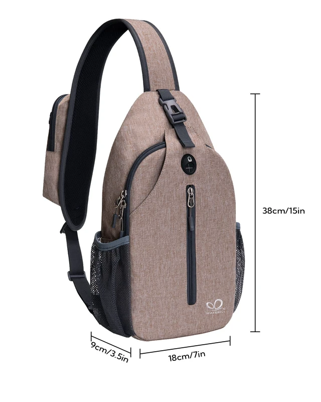 Alt view image 2 of 6 - Crossbody Sling Backpack Sling Bag Travel Hiking Chest Bags Daypack (Flaxen)