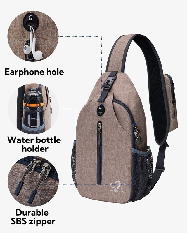 Alt view image 4 of 6 - Crossbody Sling Backpack Sling Bag Travel Hiking Chest Bags Daypack (Flaxen)