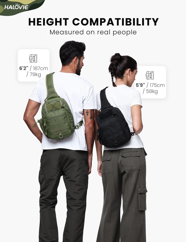 Alt view image 7 of 7 - Anti-theft Tactical Sling Bag RFID Black Military Shoulder Bag with Phone Pack EDC Molle Crossbody Bag for men